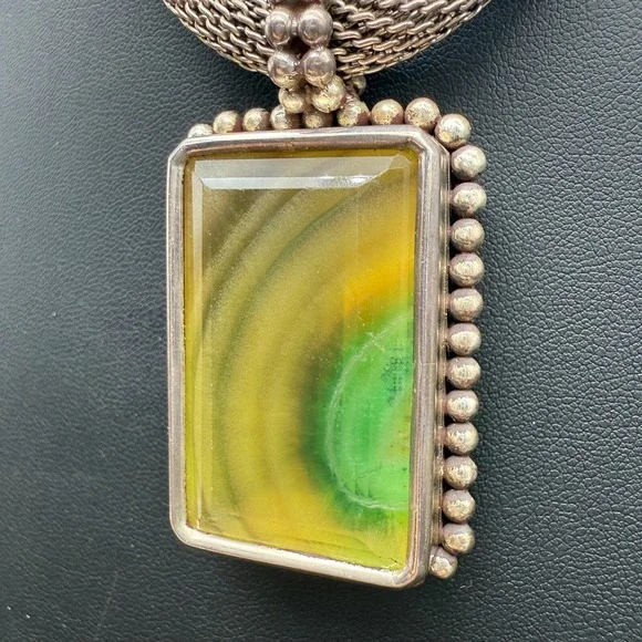 ✨ Stephen Dweck 1996 Signed Sterling Pendant Necklace | 16" Woven Chain - Picture 3 of 7